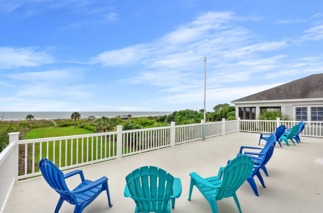 Upstairs deck with ocean view at Ocean Dream Isle of Palms